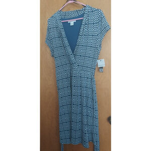 New Liz Claiborne size XL Dress Polyester Spandex NWT knit tie waist V neck